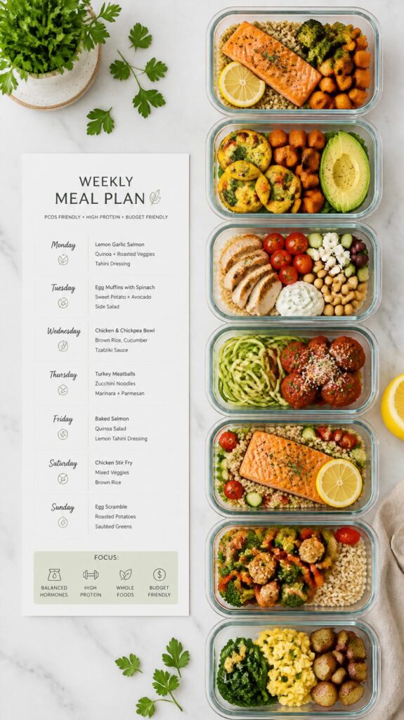 pcos meal plan weekly meal prep containers