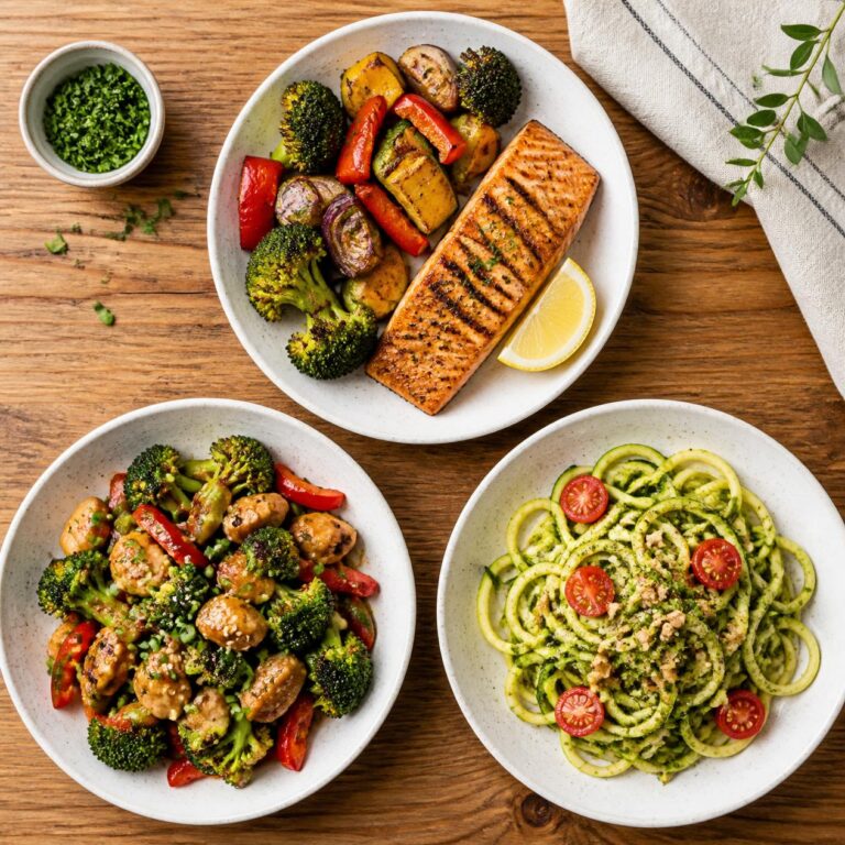 20 healthy pcos dinner ideas with salmon, chicken and zucchini noodles